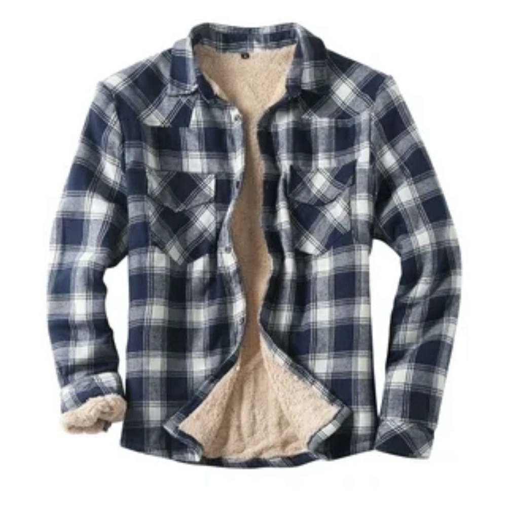 Anchorage expedition Blue Plaid Sherpa-Lined Jacket shacket sz small oversized